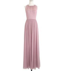 NWT J. Crew Megan Long Dress in Silk Chiffon in Mauve size 2